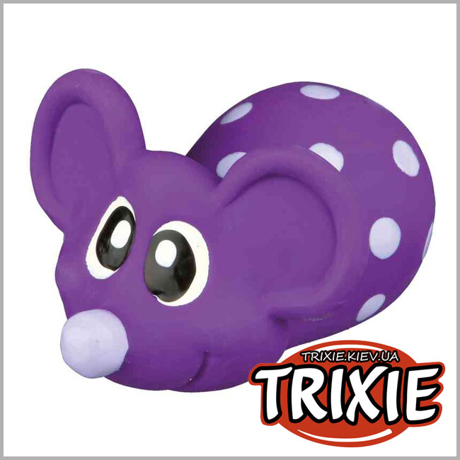ТРИКСИ Украина - Мышь в горошек игрушка для собак TRIXIE (со звуком 8см латекс)