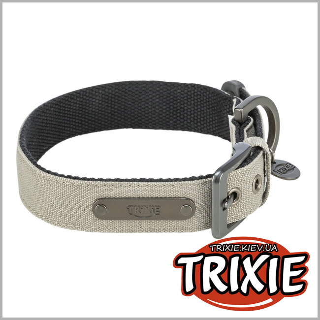 ТРИКСИ Украина - Ошейник для собак Trixie CityStyle экстраширокий хлопок M–L 40–47 см 30 мм светло-серый