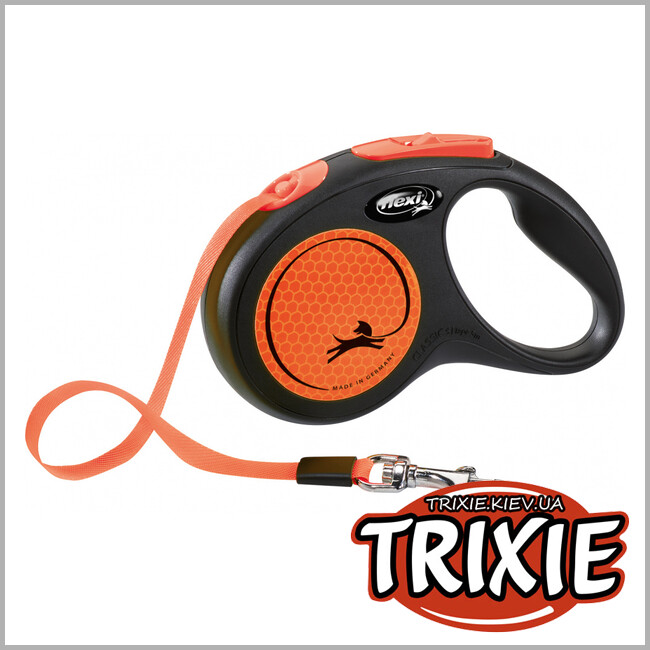 ТРИКСИ Украина - Флекси New NEON - TRIXIE (S, 5м/до 15кг, оранжевый неон)