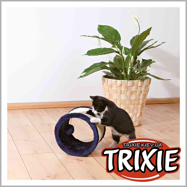 ТРІКСІ Україна - Драпак - рол для котів Trixie 4324 (сизаль/плюш), 23х20 см, синій/натуральний