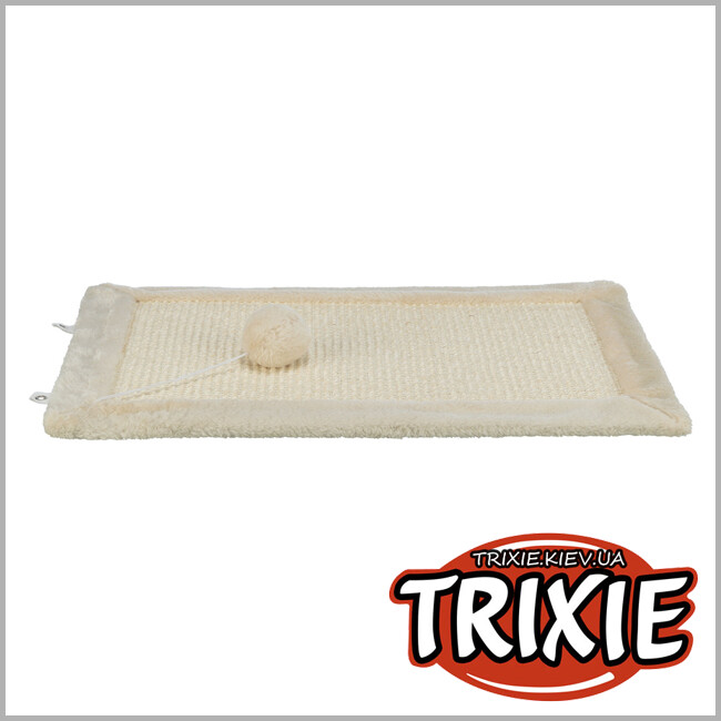 ТРИКСИ Украина - Царапка-коврик для кошек Trixie 4325 с игрушкой на веревке бежевая 55х35 см