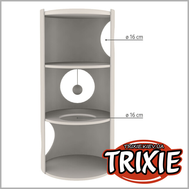 ТРІКСІ Україна - Дряпка для котів Trixie 4330 Samuel з будиночком та іграшкою на мотузці сизаль/плюш бежева 36х70 см