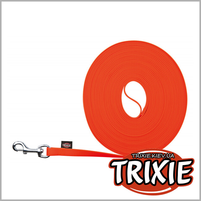 ТРИКСИ Украина - Поводок д/тренировок  Easy Life-TRIXIE (Размер:15 м/17 мм, оранжевый неон)