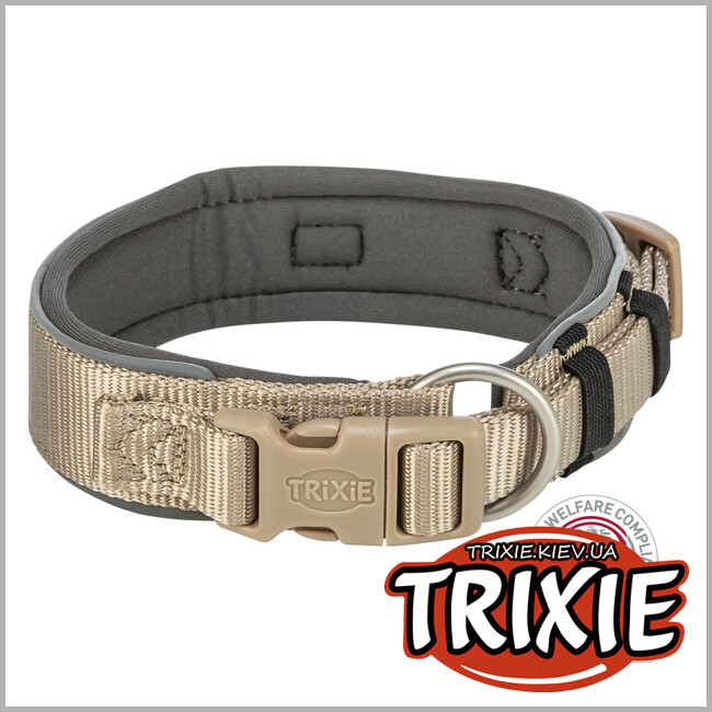 ТРИКСИ Украина - Ошейник для собак Trixie 1995736 Premium экстраширокий M–L 40–48 см 40 мм песочно-серый