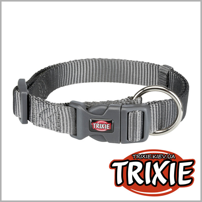 ТРИКСИ Украина - Ошейник для собак Trixie 201616 Premium нейлон графитовый размер M-L 35-55 см/20 мм