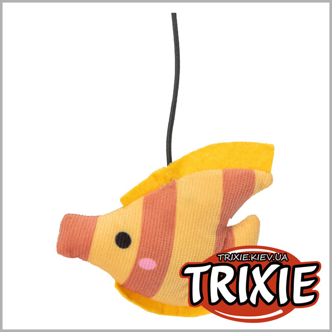 ТРІКСІ Україна - Іграшка для котів Trixie 45619 Паличка з плюшевою рибою 46 см