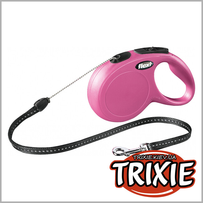 ТРИКСИ Украина - Флекси TRIXIE - New CLASSIC (8 м/до 12кг, розовый)