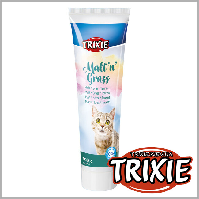 ТРИКСИ Украина - Паста для кошек Trixie 42739 Malt'n'Grass Anti-Hairballl с солодом, травой и таурином 100г