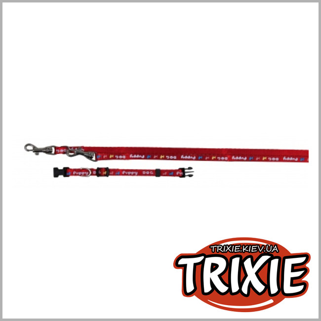 ТРИКСИ Украина - Поводок + ошейник для собак TRIXIE (Размер:2м/13мм, Цвет: красный, нейлон)