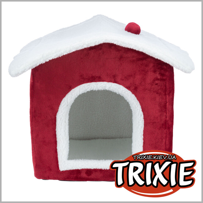 ТРИКСИ Украина - Лежак Trixie 92407 для собак Рождественский Nevio плюш/бараний мех/полиэстер/флис красный 35*45*38см
