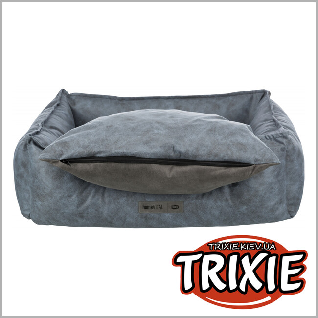 ТРИКСИ Украина - Кровать Calito Vital для собак Trixie (велюр-кожзаменитель 60*50 синий / серый )