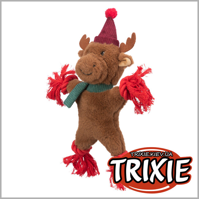 ТРИКСИ Украина - Рождественский олень, Trixie 92592 плюш/канат, 32см