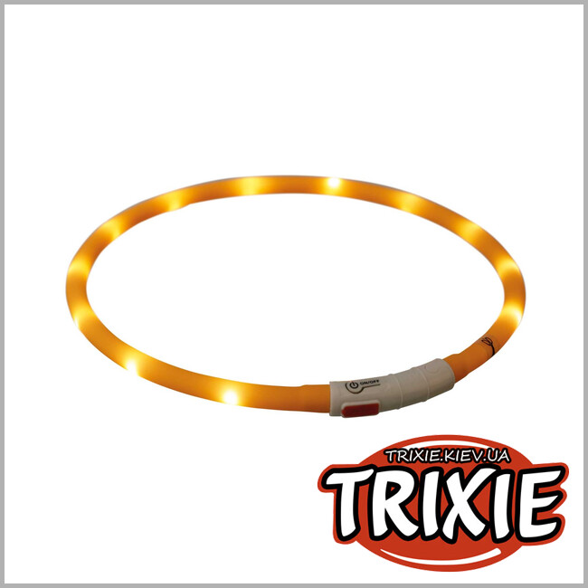 ТРИКСИ Украина - Ошейник,Trixie 12646 светящийся "Flash",USB,силикон,XS-XL: 70см/10мм,оранжевый
