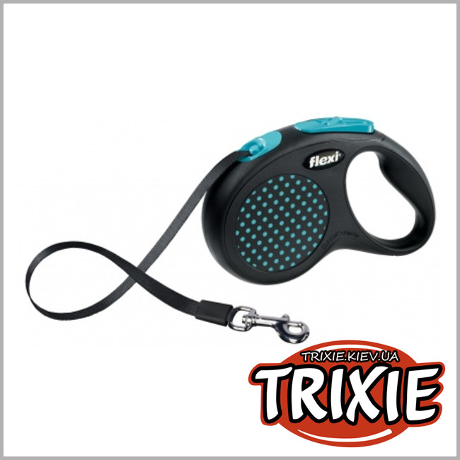 ТРИКСИ Украина - Рулетка   для собак TRIXIE - FLEXI DESIGN  (Размер: 5м/до50кг,Цвет: синий)