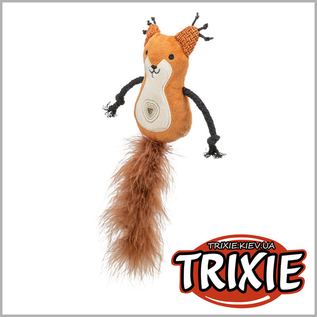 ТРІКСІ Україна - Іграшка Trixie 45681 для котів Білка плюш з пір'ям і котячою м'ятою 24 см