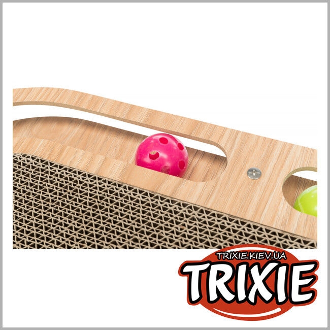 ТРІКСІ Україна - Дерев'яний драпак з іграшками Trixie Scratching Cardboard with Wooden Frame (46*4*25см)