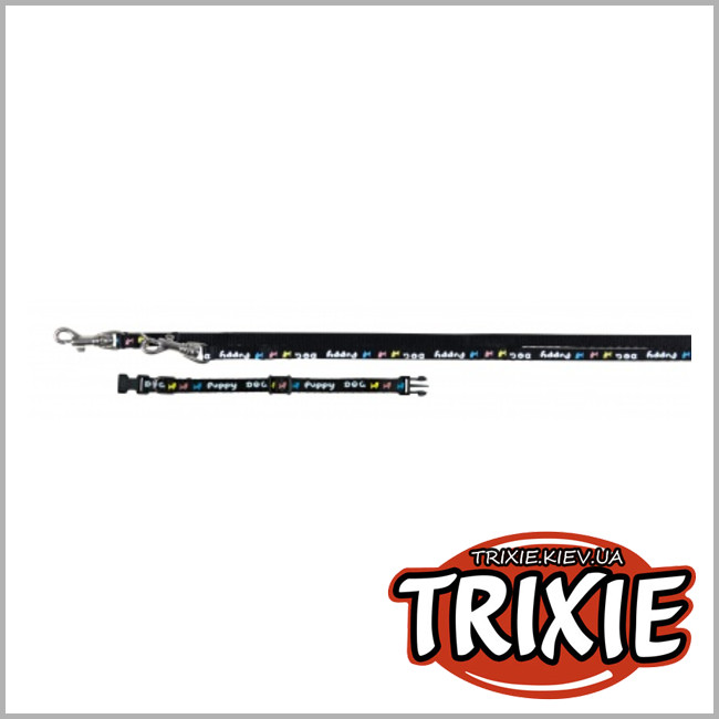 ТРИКСИ Украина - Поводок + ошейник для собак TRIXIE (Размер:2м/13мм, Цвет: черный, нейлон)