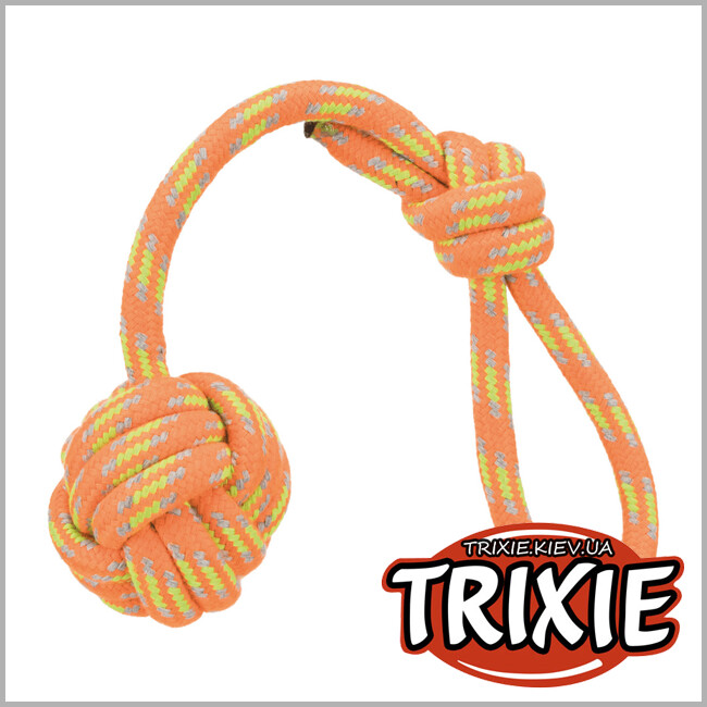 ТРИКСИ Украина - Мяч плетеный на веревке TRIXIE (7/37 см, цвета разные)