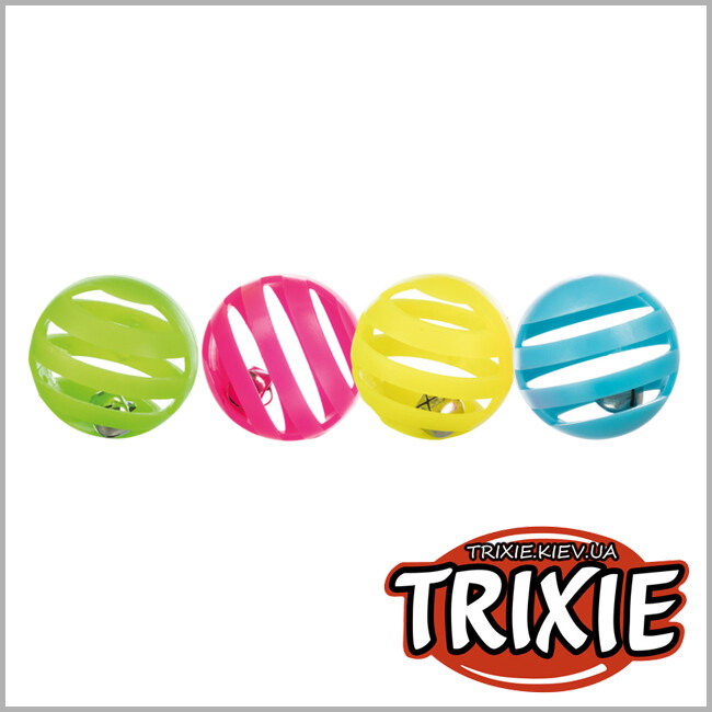 ТРИКСИ Украина - Набор мячей с колокольчиком Trixie Set of Toy Balls (4см * 4шт.)