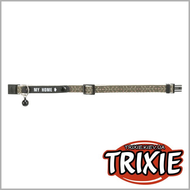 ТРИКСИ Украина - Ошейник для кошек Trixie 41779 с адресником/с орнаментом, оливковый/беж