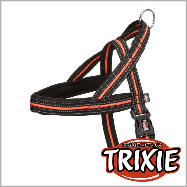 ТРІКСІ Україна - Шлейка норвезька Fusion-TRIXIE (L-XL: 68-88см/25мм, чорний/оранж)
