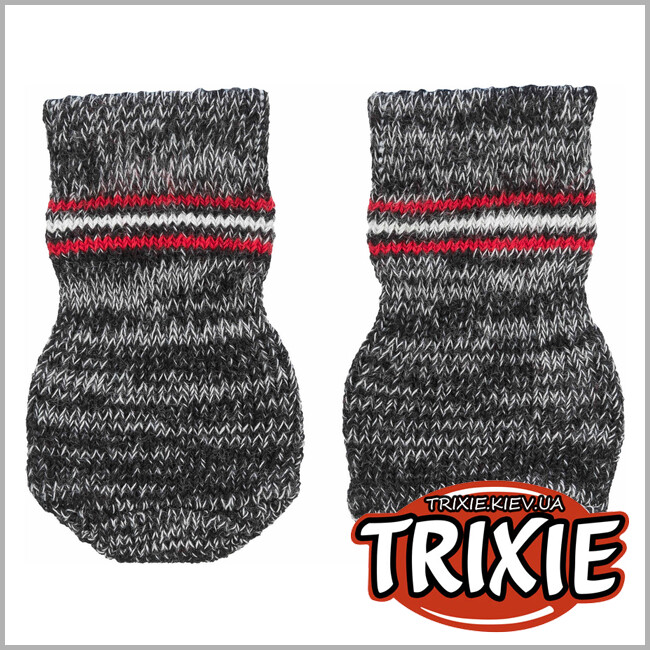 ТРИКСИ Украина - Носки  для собак Trixie 19503, антиковзания, M-L, серый (2шт/уп)