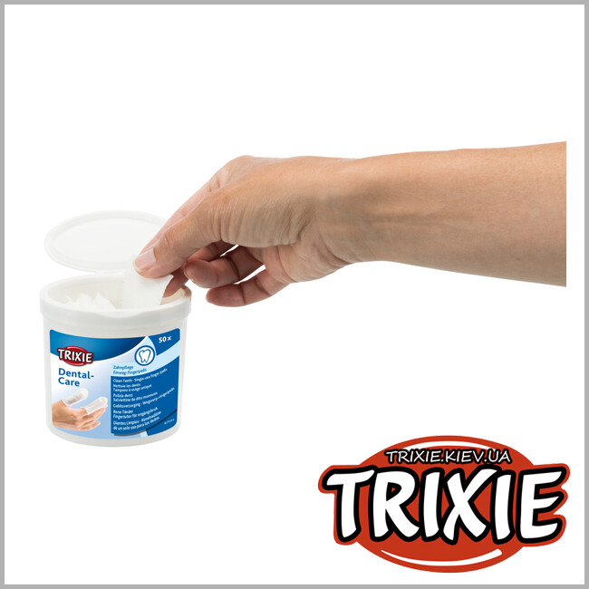 ТРИКСИ Украина - Одноразовые салфетки TRIXIE на палец для чистки зубов (50шт)