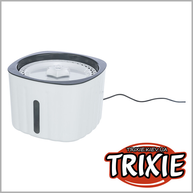 ТРИКСИ Украина - Поилка-фонтан Trixie 24446 Flower для кошек белый/серый пластик 2 л 18,5х13х18,5 см