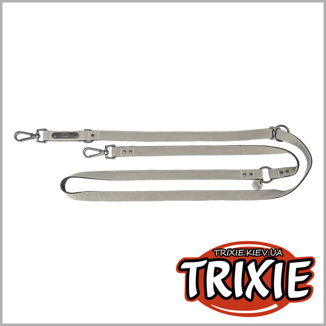 ТРИКСИ Украина - Поводок для собак Trixie 1970319 CityStyle V-Lead хлопок M–L 2 м 20 мм светло-серый