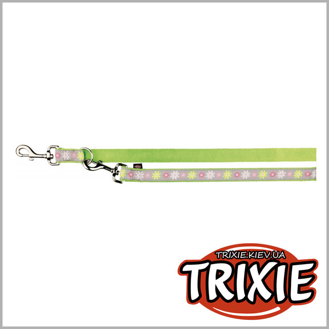 ТРИКСИ Украина - Поводок-перестёжка для собак TRIXIE Blooms (Размер: 2м/10мм, зелёный, нейлон)