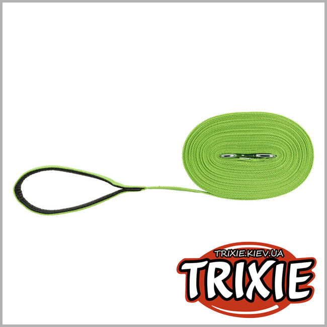 ТРИКСИ Украина - Поводок брезент Trixie Tracking Leash (с мягкой петлей для рук 10м/20мм зеленый)
