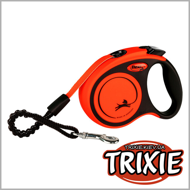 ТРИКСИ Украина - Поводок для собак "XTREME" Trixie 21407, XS: 3м/до 15кг, черный/оранжевый