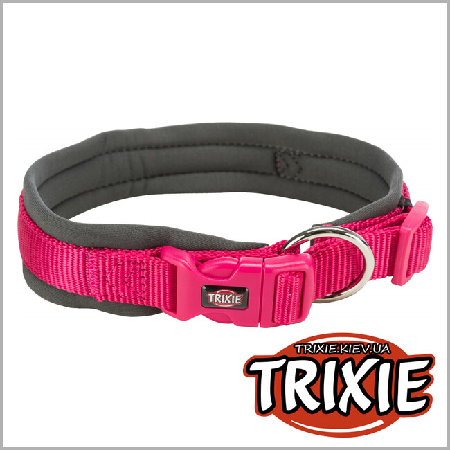 ТРІКСІ Україна - Нашийник Premium з неопреновою підкладкою TRIXIE (L–XL: 56–62см/25мм, фуксія/графіт)
