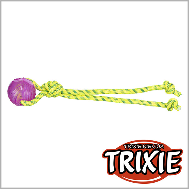 ТРИКСИ Украина - Игровой канат Trixie 33662 с узлами и мячом (полиэстер/ТПГ), 6х40см