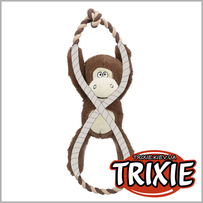 ТРИКСИ Украина - Игрушка Trixie 34720 для собак Обезьяна со звуком полиэстер/хлопок коричневый 40см