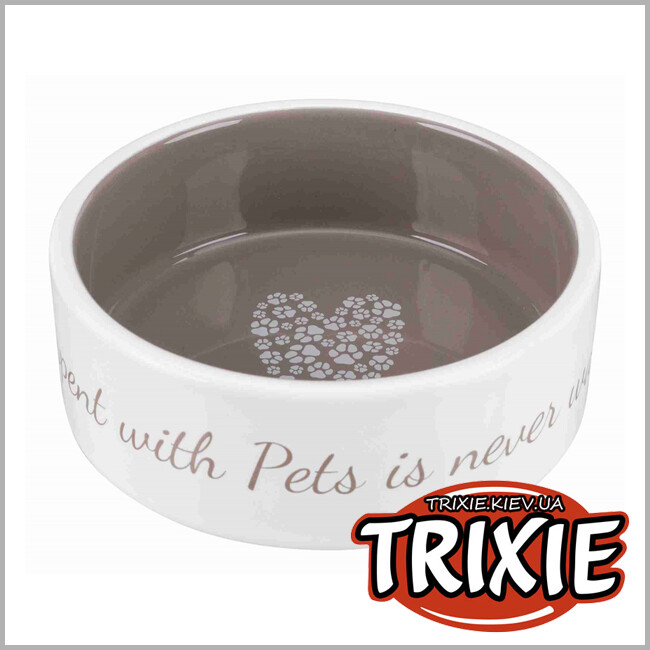 ТРИКСИ Украина - Миска для собак Pets Home-TRIXIE (0.3л/12cм, крем/серый)