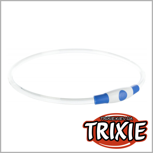 ТРИКСИ Украина - Светящийся ошейник Flash USB - TRIXIE  (L-XL: 65см/8мм, синий)