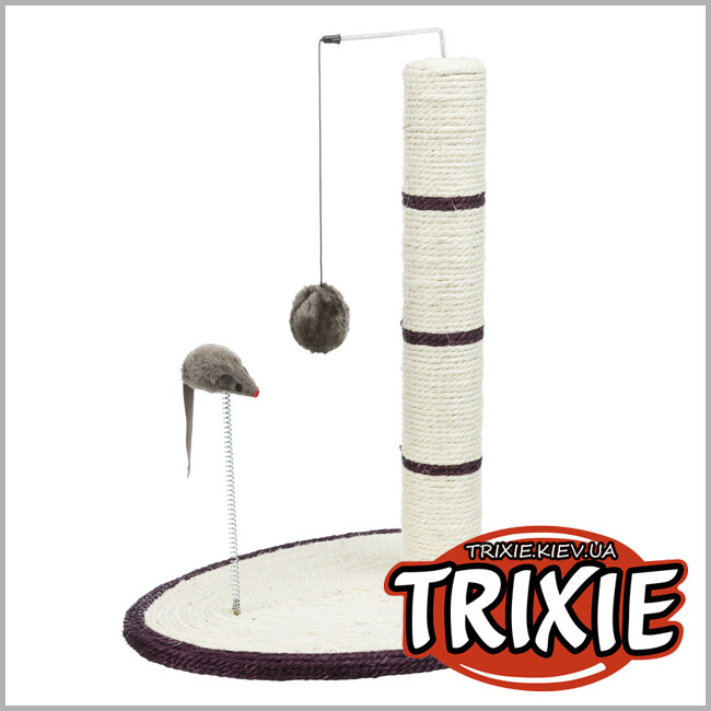 ТРІКСІ Україна - Дряпка-стовпчик Trixie 4306 для котів з іграшкою на мотузці та мишкою на пружині сизаль/плюш 40х30х50 см