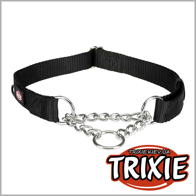 ТРИКСИ Украина - Ошейник для собак Trixie 202901 Premium с металлической цепочкой черный размер L-XL 45-70 см/25 мм